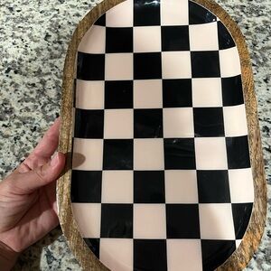 Checkered Wooden Tray